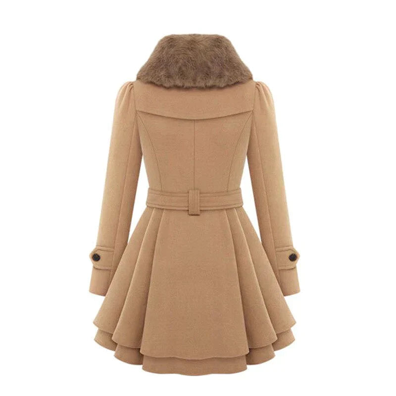 Geneva | Stylish Trench Coat with Faux Fur Accents